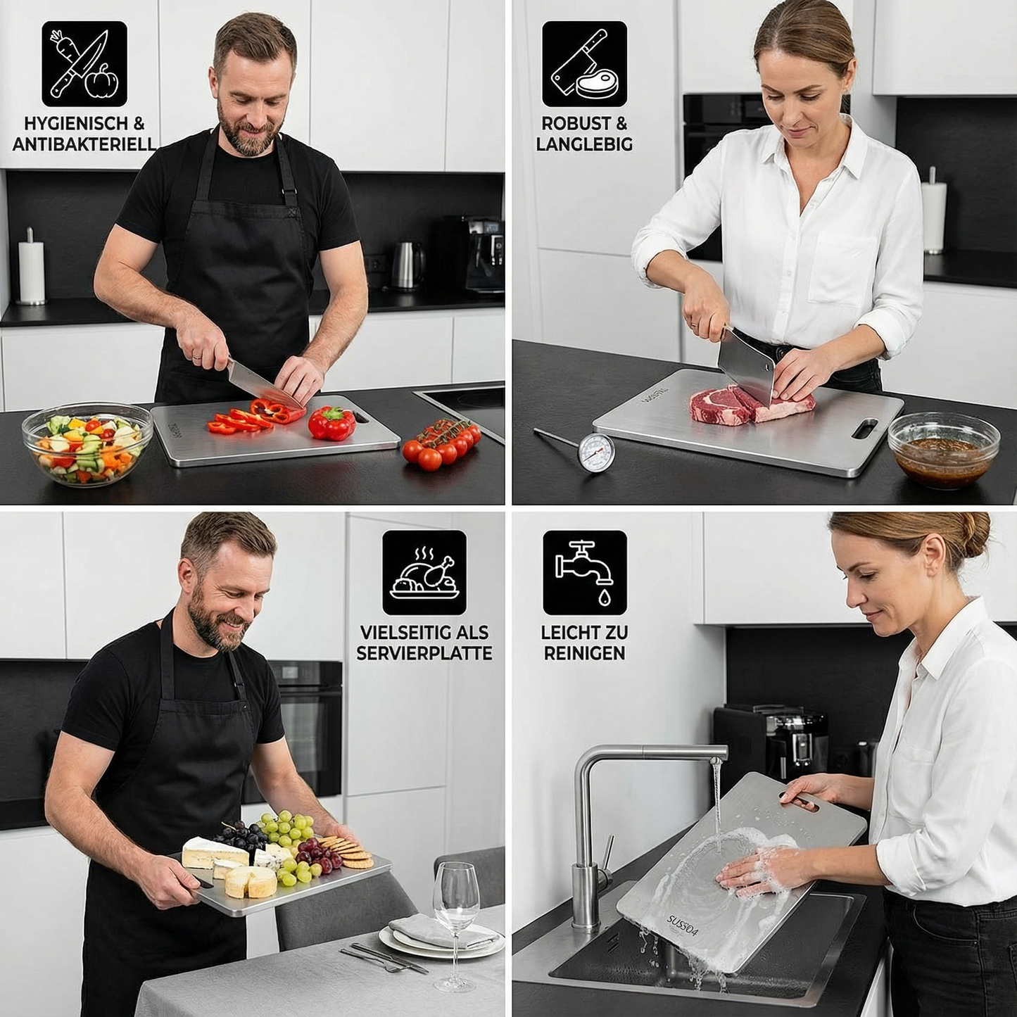 TitanPro – Hochwertiges Schneidebrett aus deutschem Edelstahl