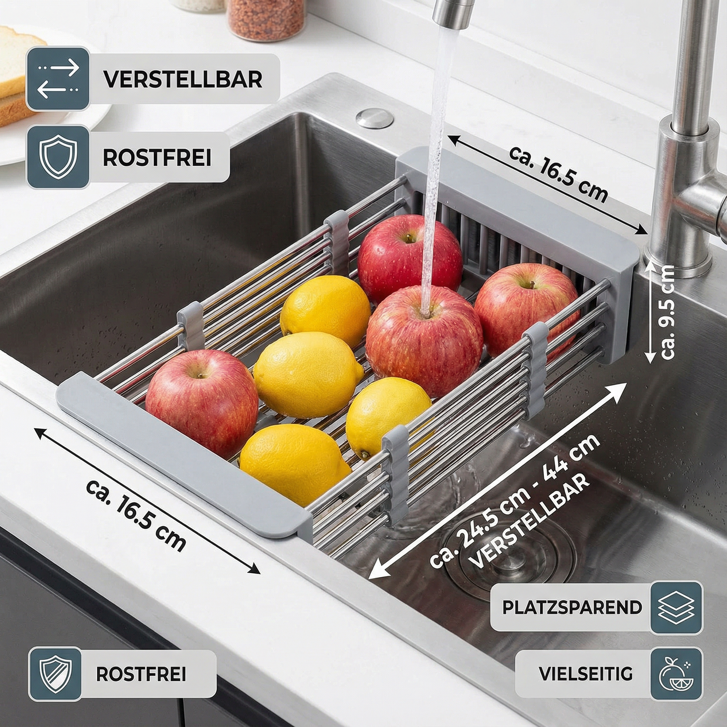 Verstellbares Abtropf Gestell für die Spüle