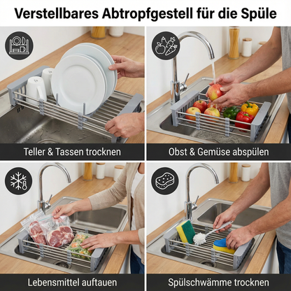 Verstellbares Abtropf Gestell für die Spüle