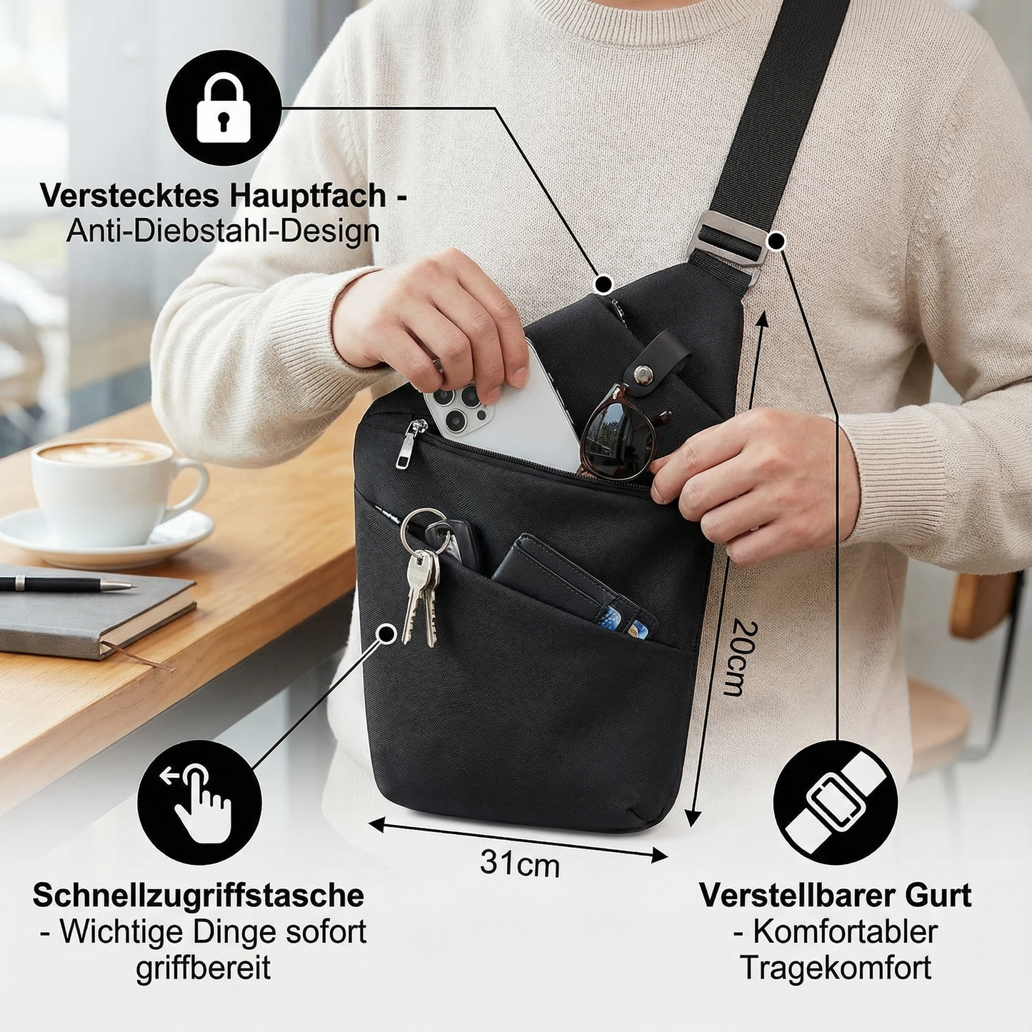 Anti Diebstahl Designer Umhängetasche