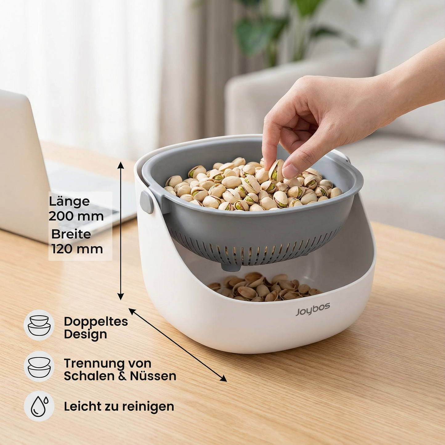 Praktische Snack Schüssel mit 2 Ebenen