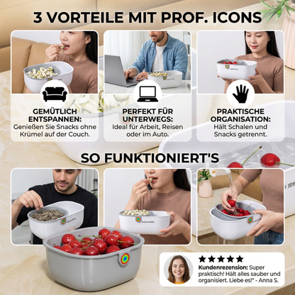 Praktische Snack Schüssel mit 2 Ebenen