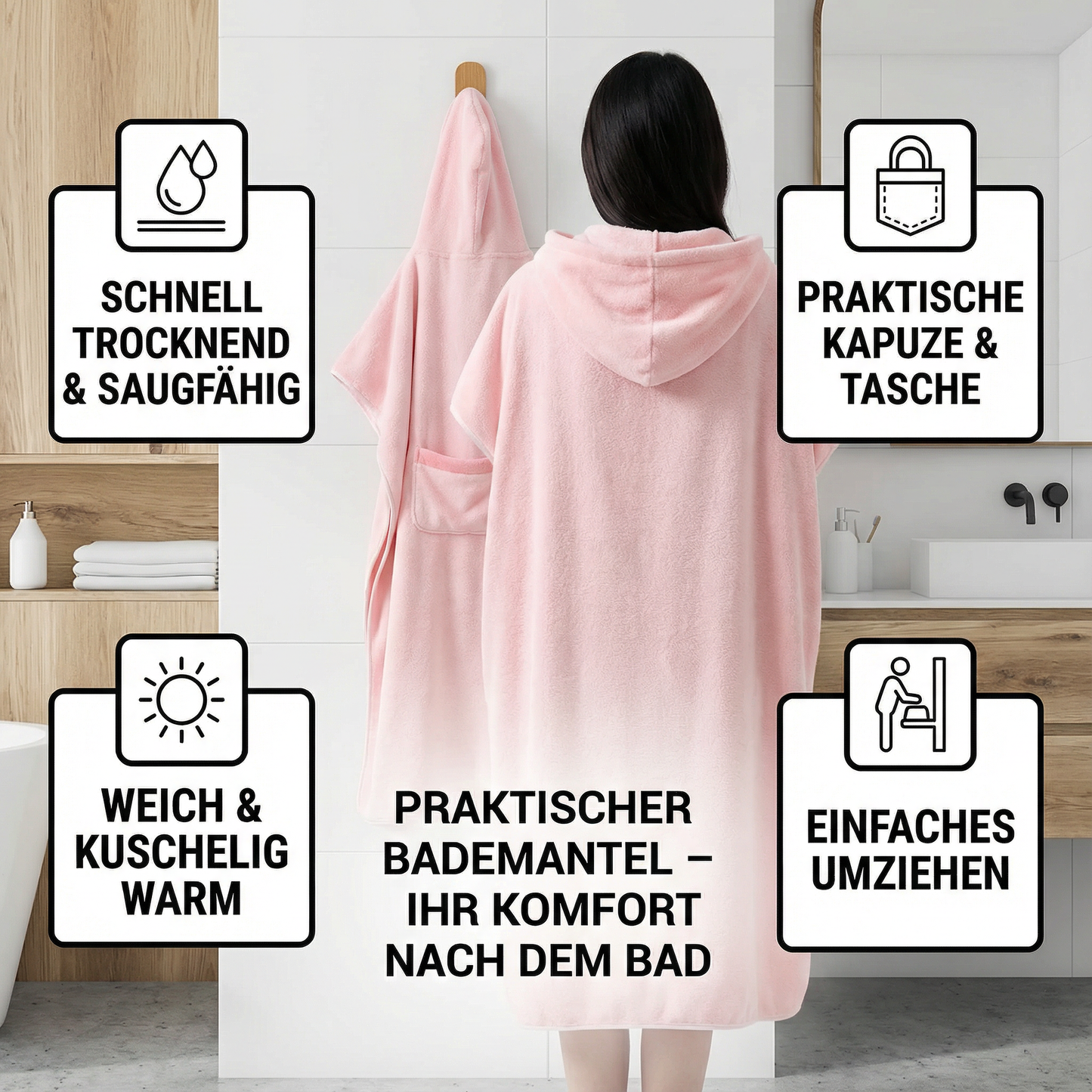 Praktischer Bademantel