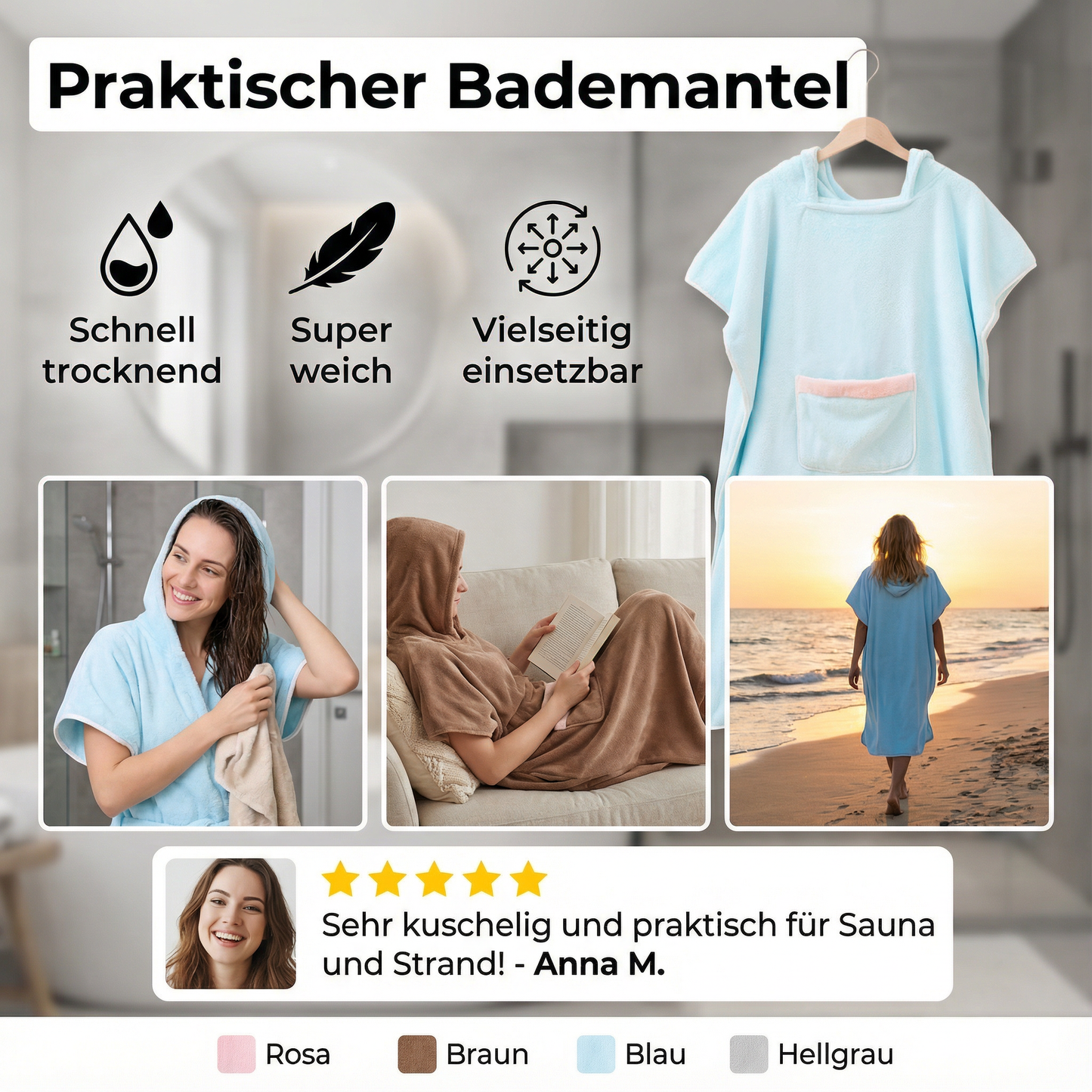 Praktischer Bademantel