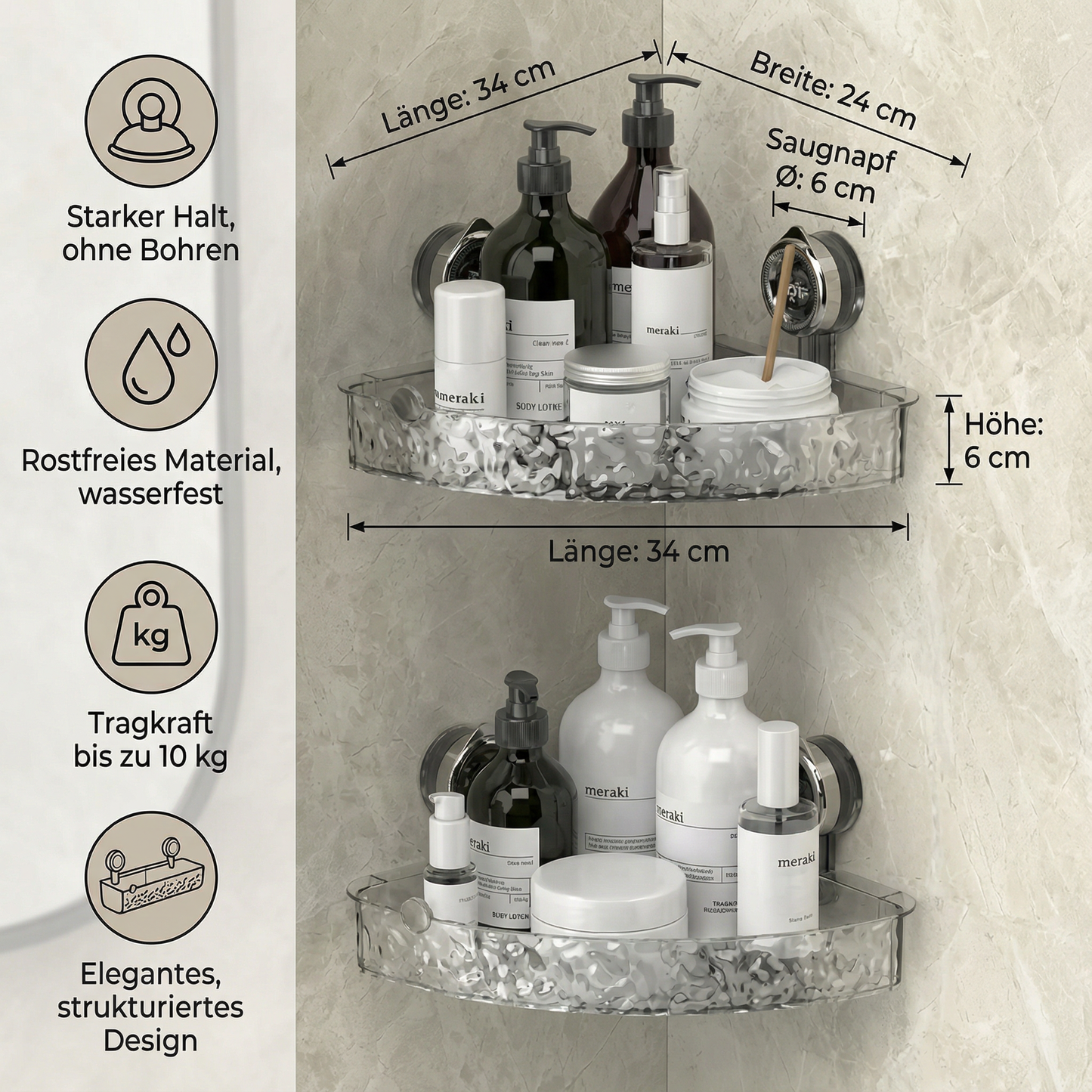 Badezimmer Saugnapf Eck-Regal