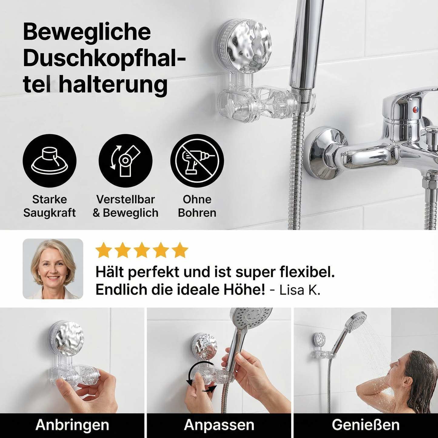 Bewegliche Duschkopfhalterung