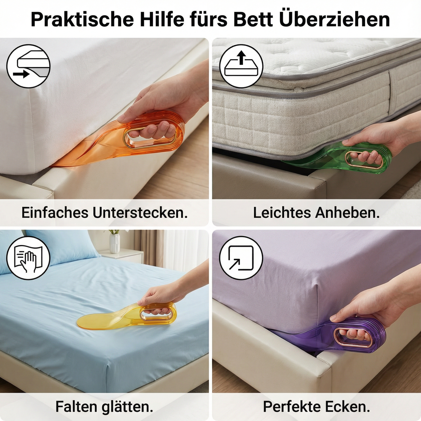 Praktische Hilfe fürs Bett Überziehen