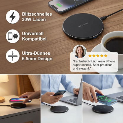 30w Kabelloses Schnellladegerät Induktions-ladepad Für iPhone Und Android