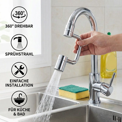 360° Wasserhahn-Verlängerung mit Sprühaufsatz – Für Küche & Bad